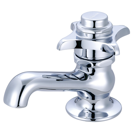 CENTRAL BRASS Self-Close Single Handle Basin Faucet, NPSM, Single Hole, Chrome, Handle Style: Cross 0255-P